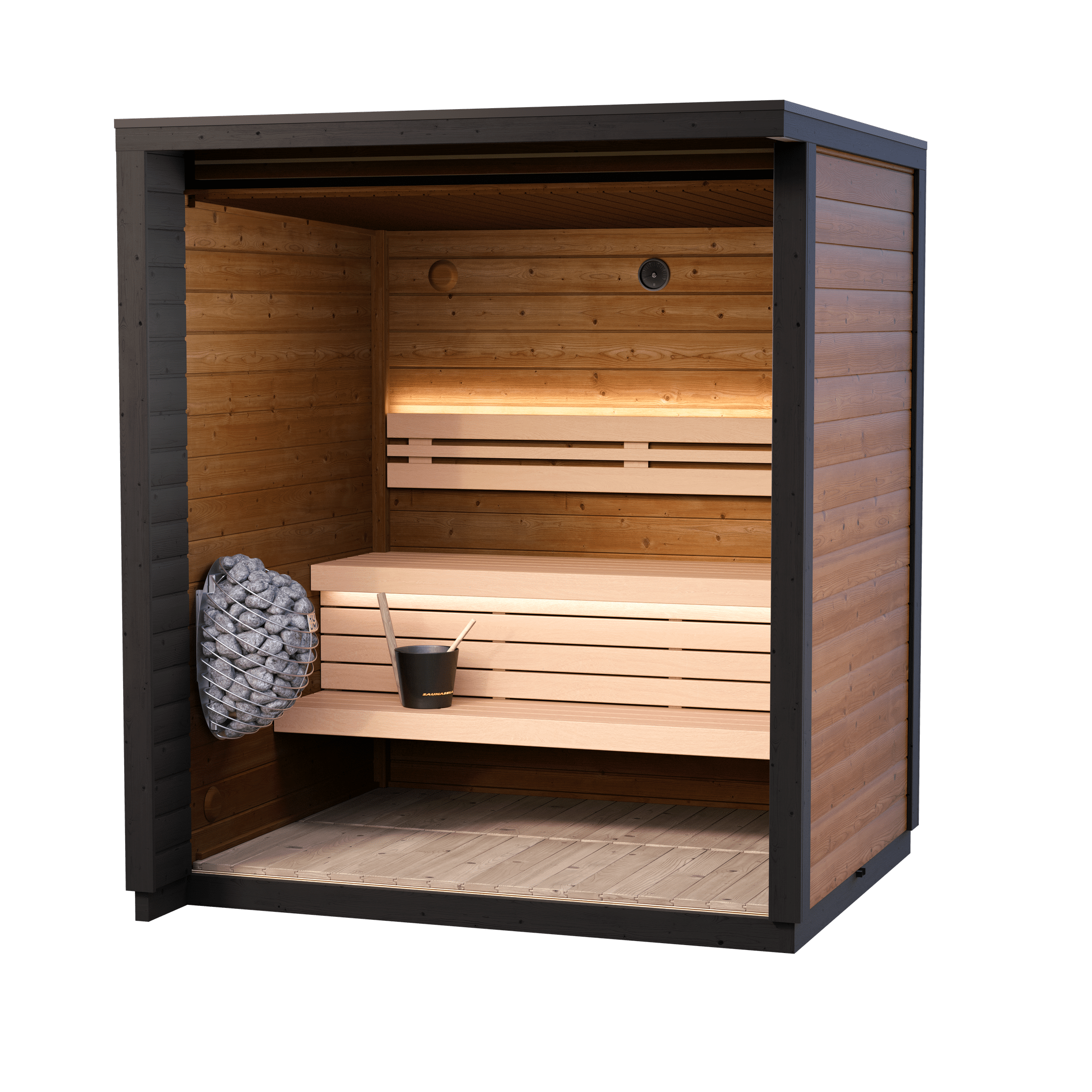 3 Person Leil Patio XXS Outdoor Sauna Kit, efficient space-saving sauna cabin for home use, wellness therapy, and outdoor comfort