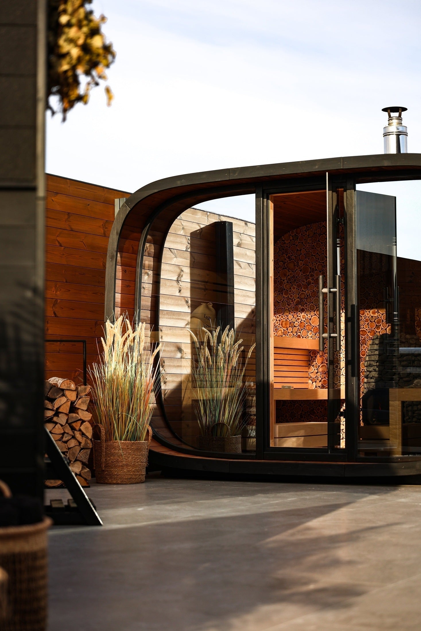 modern backyard sauna cabin for 8 people