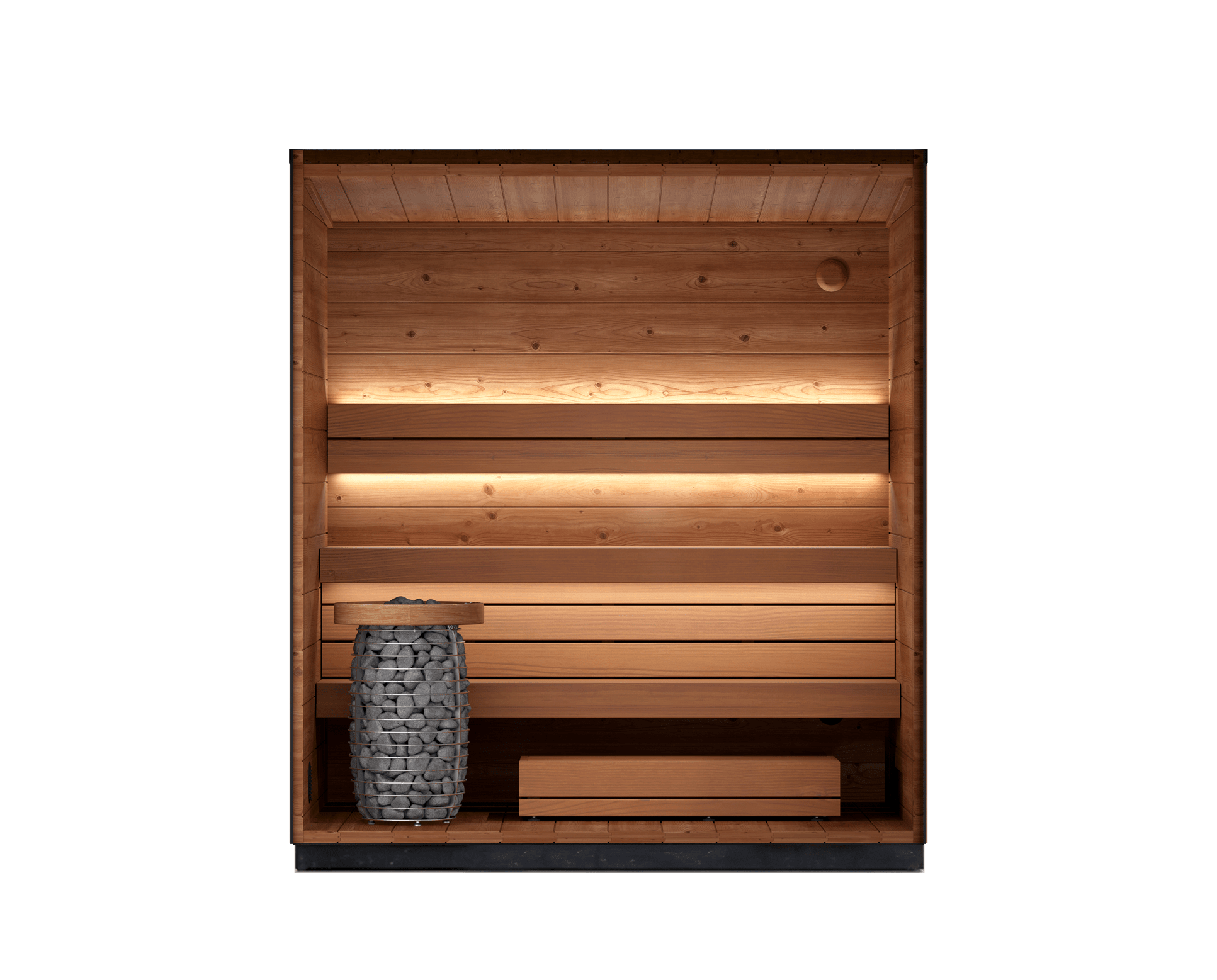 Outdoor Leil Viva 210 barrel sauna for 4 people, Scandinavian engineered ThermoWood sauna cabin for backyard relaxation and spa experience