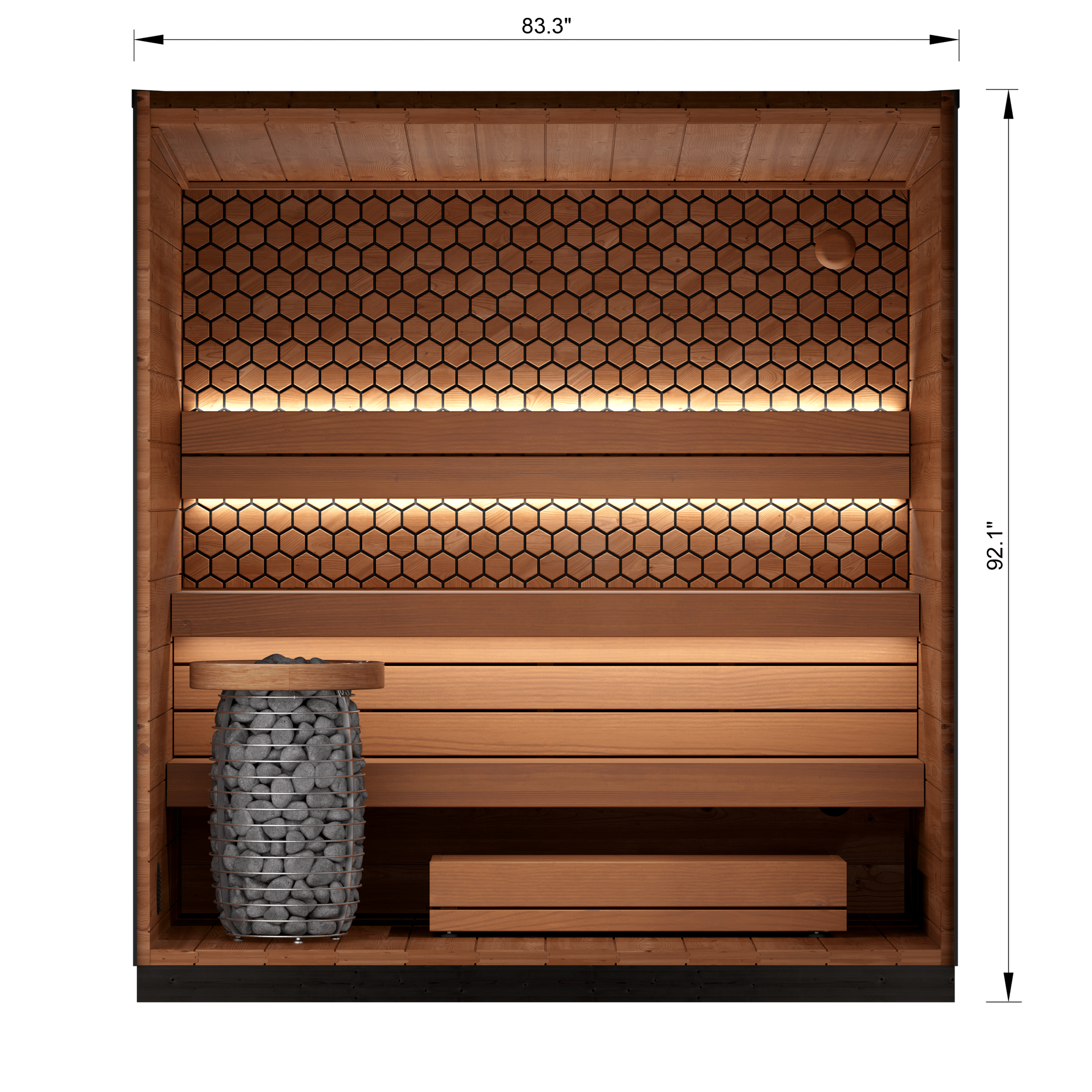 Leil Viva 210 4-person outdoor sauna barrel kit, ThermoWood construction, Scandinavian design backyard sauna cabin for home spa wellness and relaxation