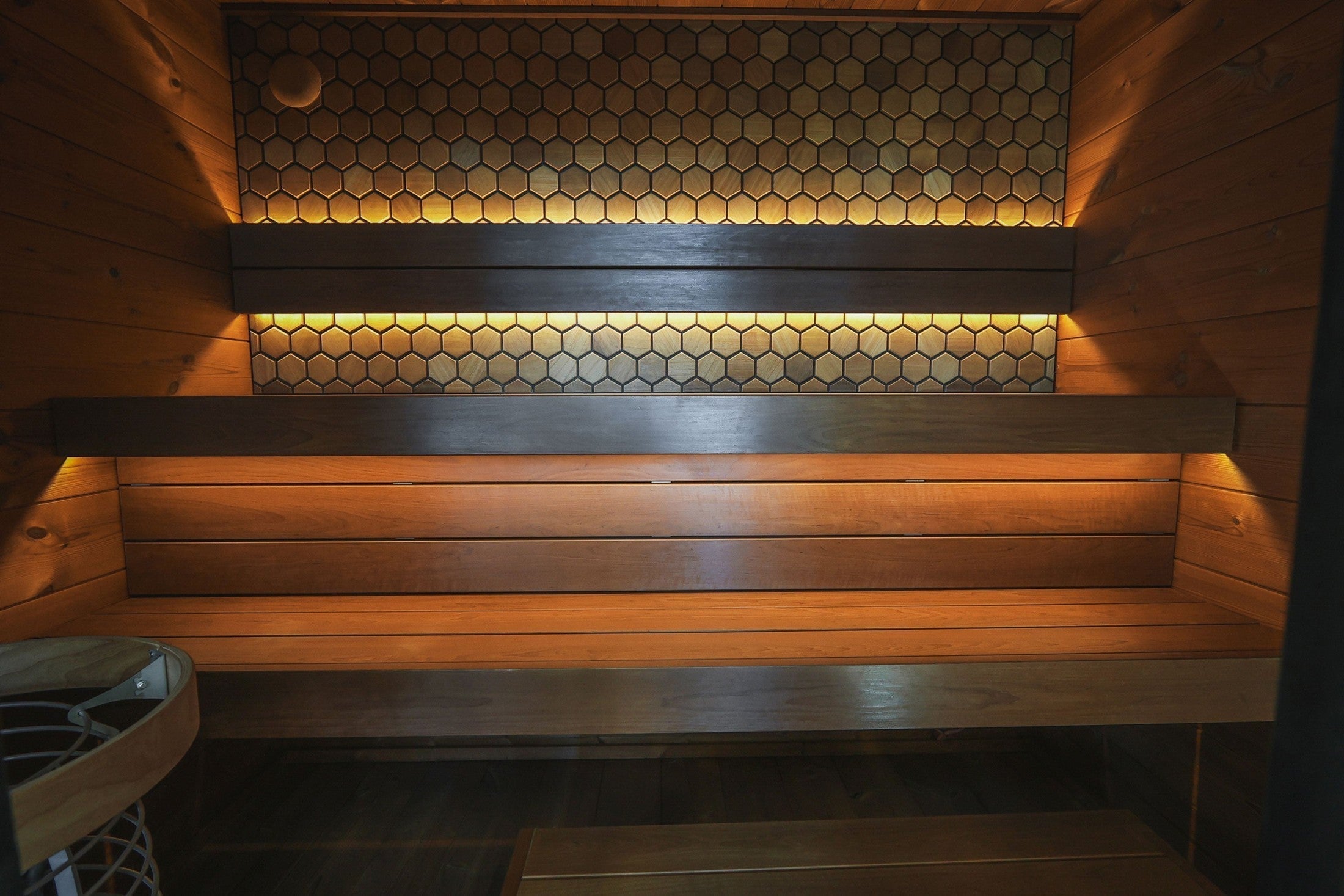 Front View of Leil Viva 250 Outdoor Traditional Sauna in ThermoWood with Contemporary Scandinavian Design
