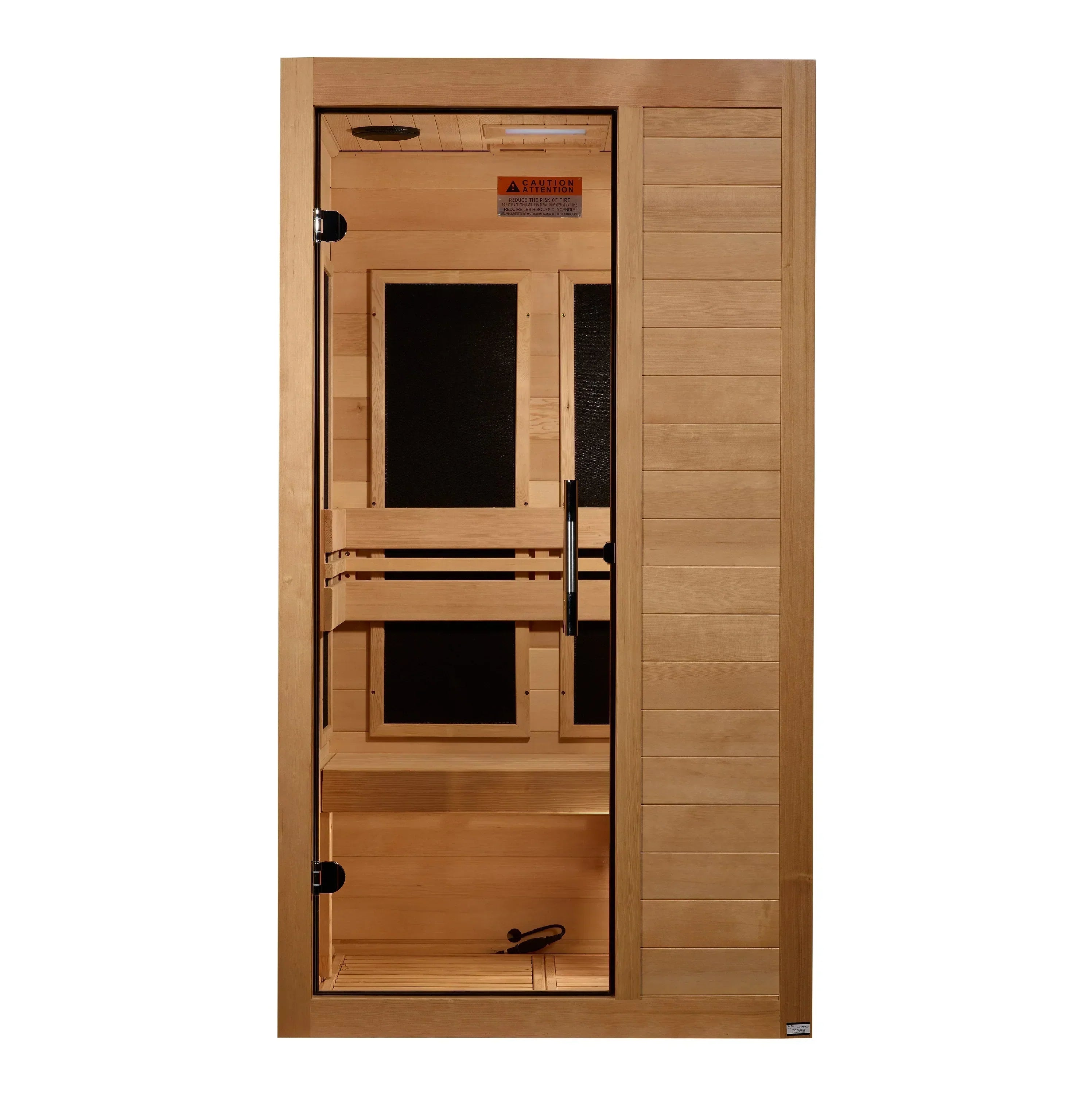 Maxxus S-Line 1-Person Infrared Sauna with Ultra Low EMF technology and Canadian Hemlock wood design for compact home spa comfort