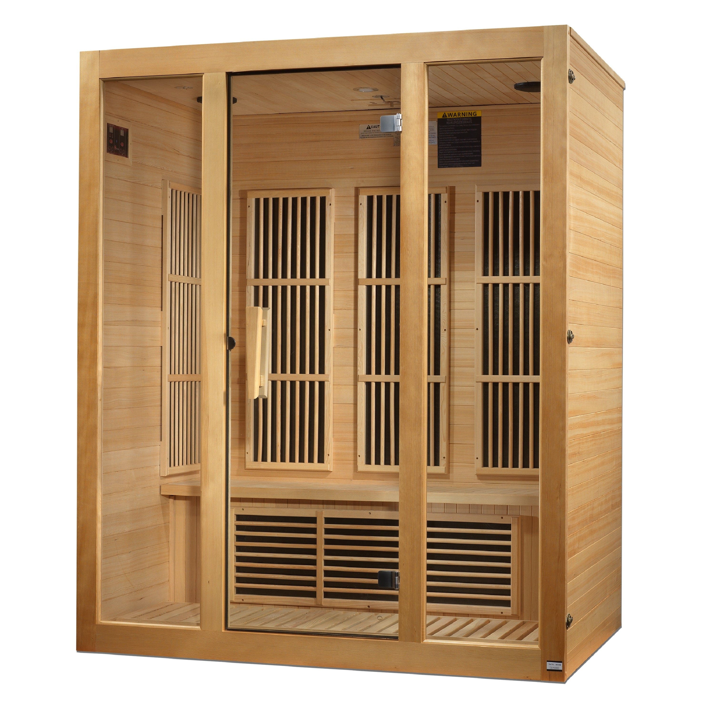  MX-J306-01 Maxxus 3-Person Bellevue Infrared Sauna with Low EMF FAR heating system and Canadian Hemlock wood interior for home spa use