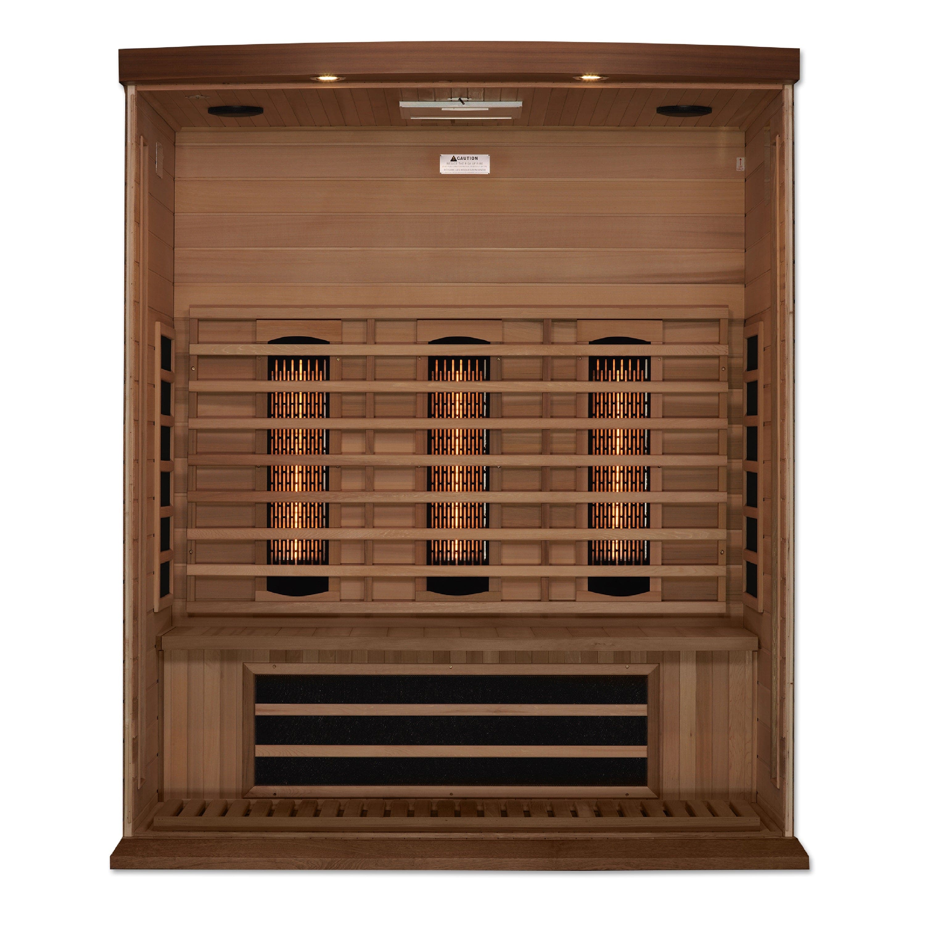 3-person Maxxus infrared sauna cabin crafted from aromatic Canadian red cedar with near, mid, and far infrared therapy