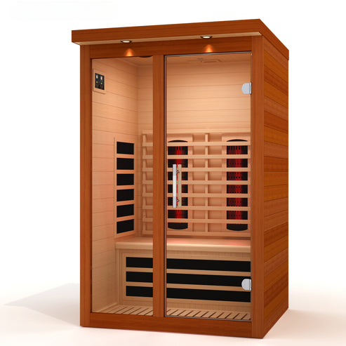 Transform your health with the Dynamic Llumeneres 2-Person Full Spectrum Near Zero EMF Infrared Sauna. Premium therapeutic heat & modern style.