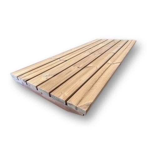 SaunaLife E7 Floor Kit for Barrel Sauna, Nordic thermo-spruce sauna flooring system designed for SaunaLife E6, durable outdoor sauna base with stable walking surface