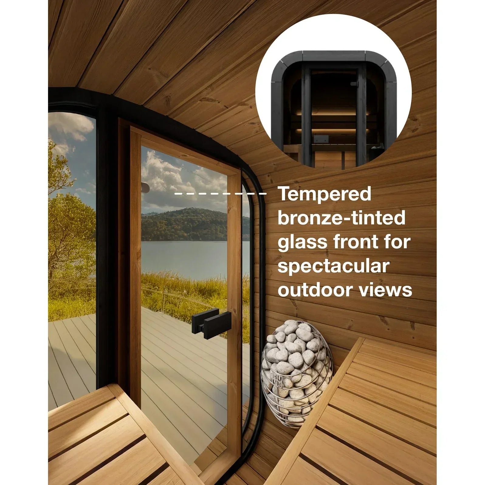 SaunaLife CL3G Traditional Outdoor Home Sauna with Modern Cube Design and Weather-Resistant Thermo-Spruce Wood