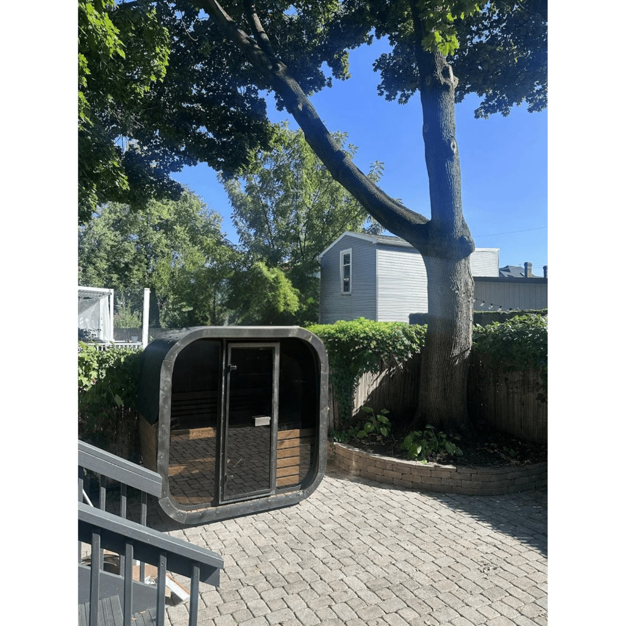 Contemporary SaunaLife Model CL4G outdoor wellness sauna with sleek architectural design