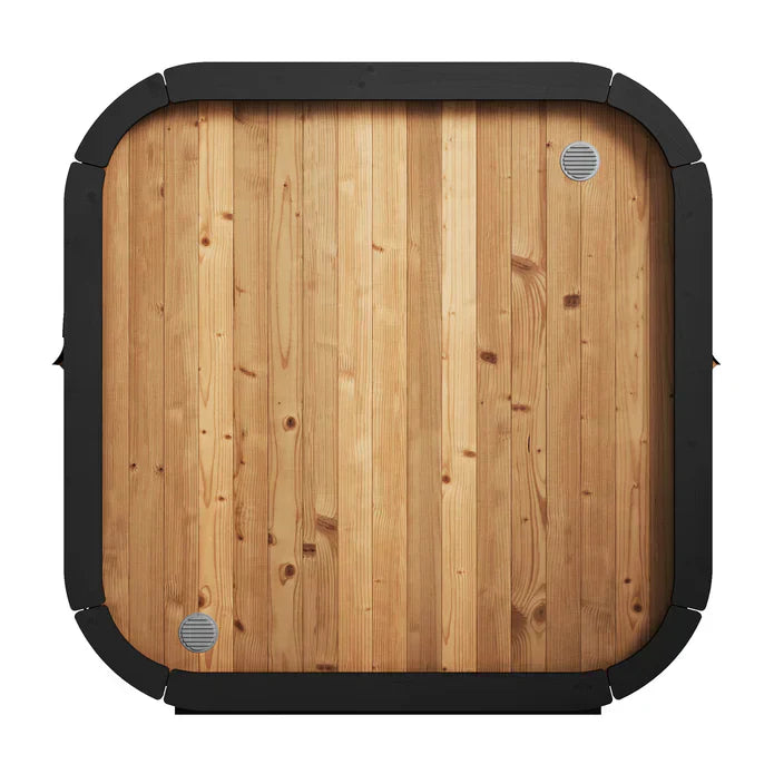 Luxury SaunaLife CL4G outdoor home sauna with floor-to-ceiling glass wall, ergonomic seating and modern Scandinavian design