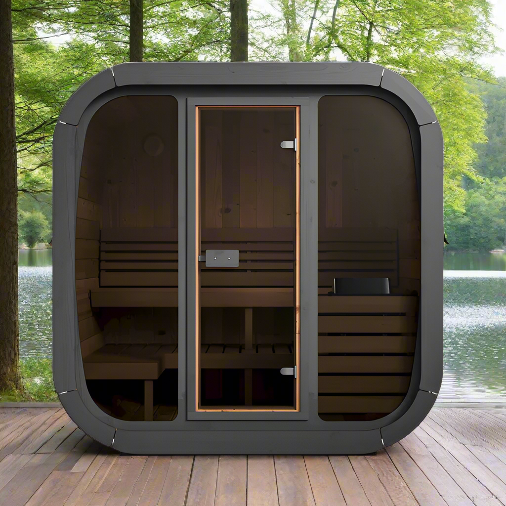 Premium SaunaLife Cube-Series CL5G Outdoor Sauna Designed for Backyard Wellness and Relaxation