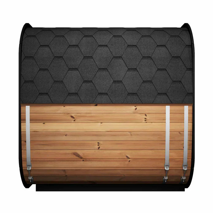 SaunaLife Cube-Series CL7G outdoor sauna kit, luxury Scandinavian design with panoramic glass front and large capacity backyard spa sauna