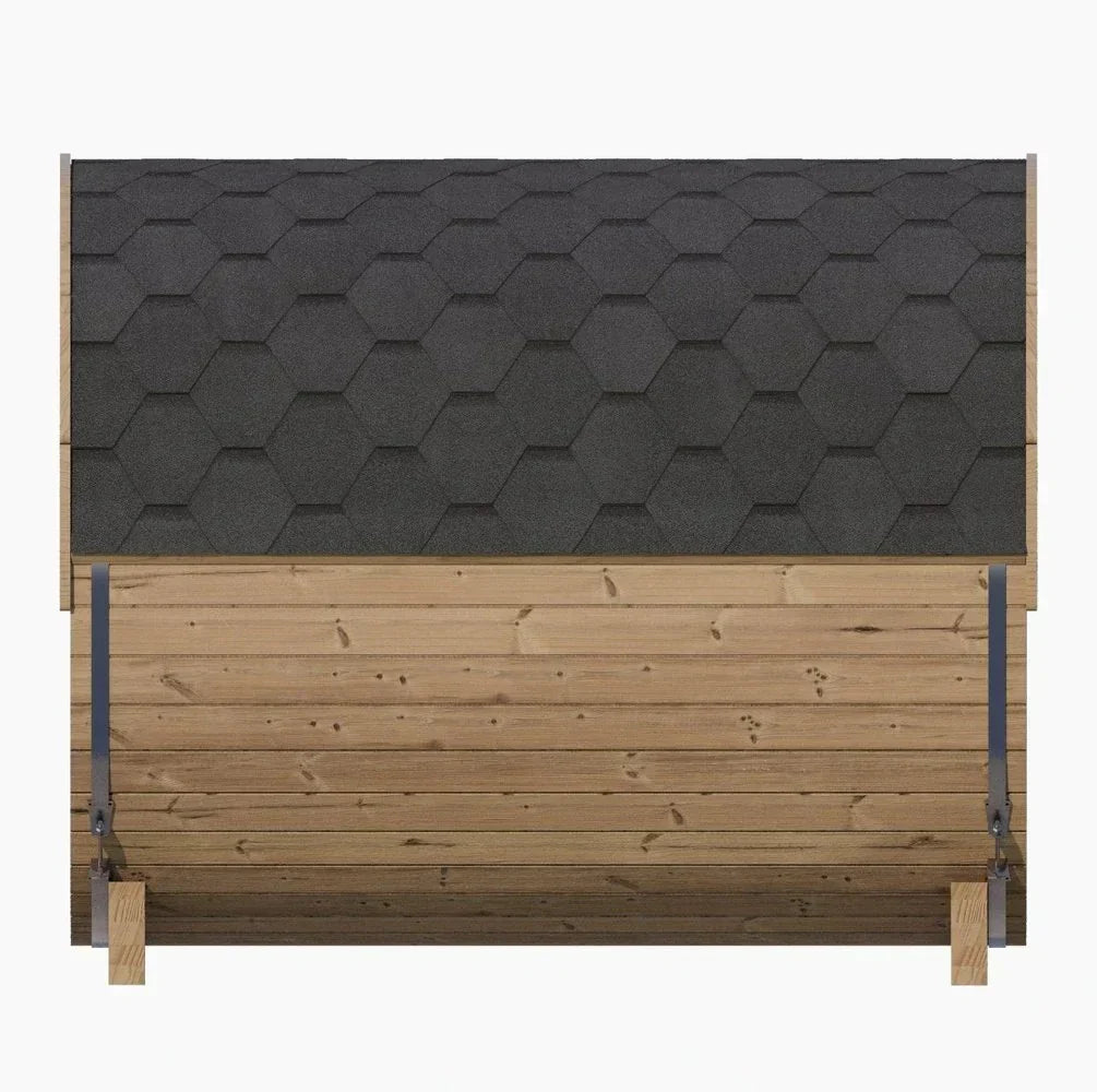 SaunaLife Model E7G 4 Person Outdoor Barrel Sauna with Glass Front, ERGO Series Luxury Backyard Sauna Designed for Comfort, Durability and Relaxation