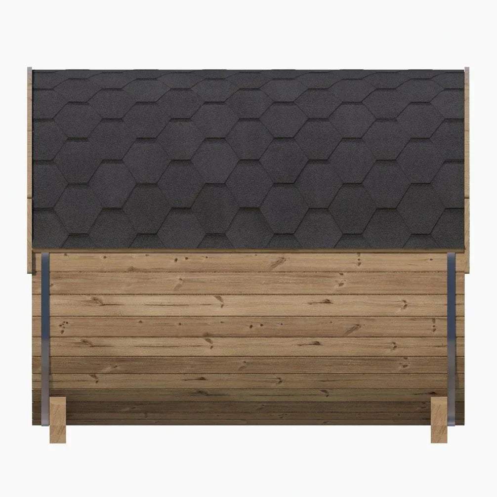 Outdoor SaunaLife E8W barrel sauna with window, Thermo-Spruce wood build, ergonomic design, and premium 6-person capacity wellness sauna