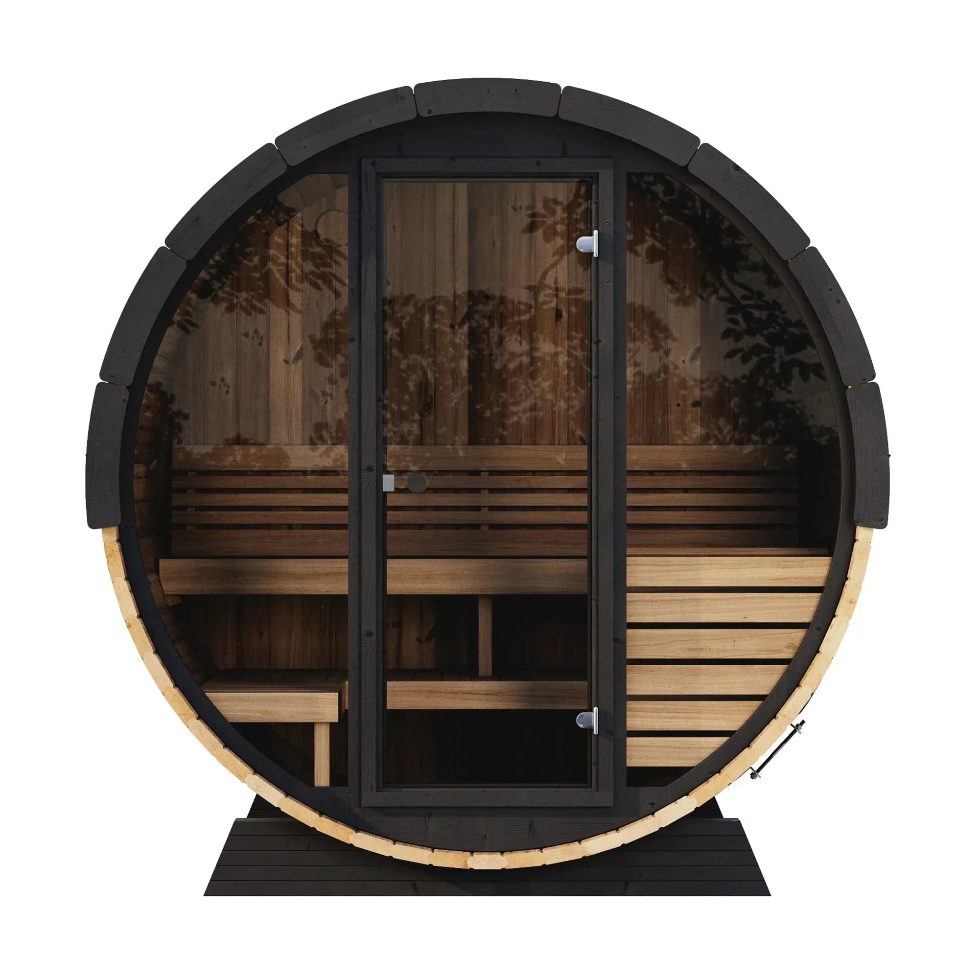 SaunaLife 4-person EE6G barrel sauna outdoor spa cabin designed for muscle recovery, detox, and improved blood circulation
