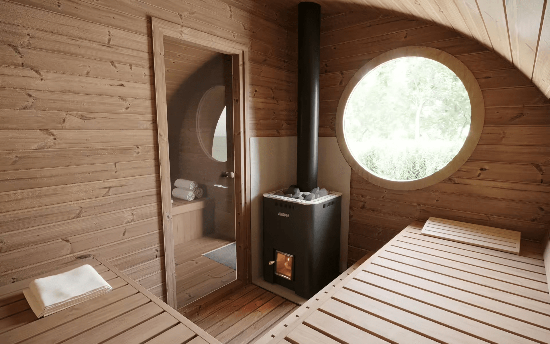 SaunaLife Garden Series G11 outdoor 2-room sauna cabin for 8 persons, high-quality wood construction luxury wellness sauna kit