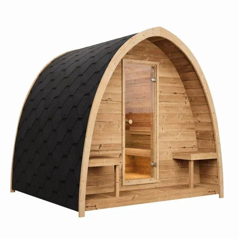 SaunaLife Model G3 Luxury Outdoor Home Sauna Kit for 4 Persons, Garden-Series Backyard Sauna with Arched Parabolic Roof for Premium Wellness SL-MODELG3