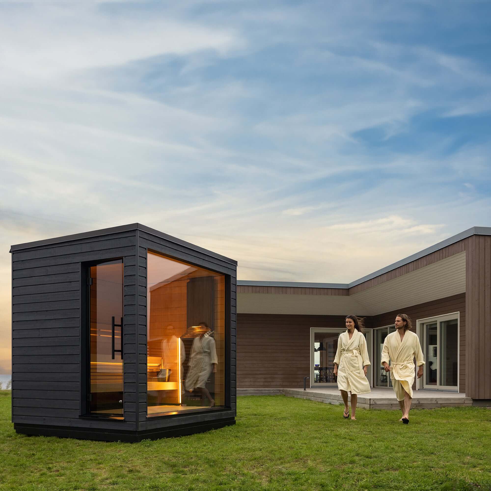 SaunaLife G6 Scandinavian outdoor sauna cabin fully assembled luxury spa for backyard relaxation with panoramic views