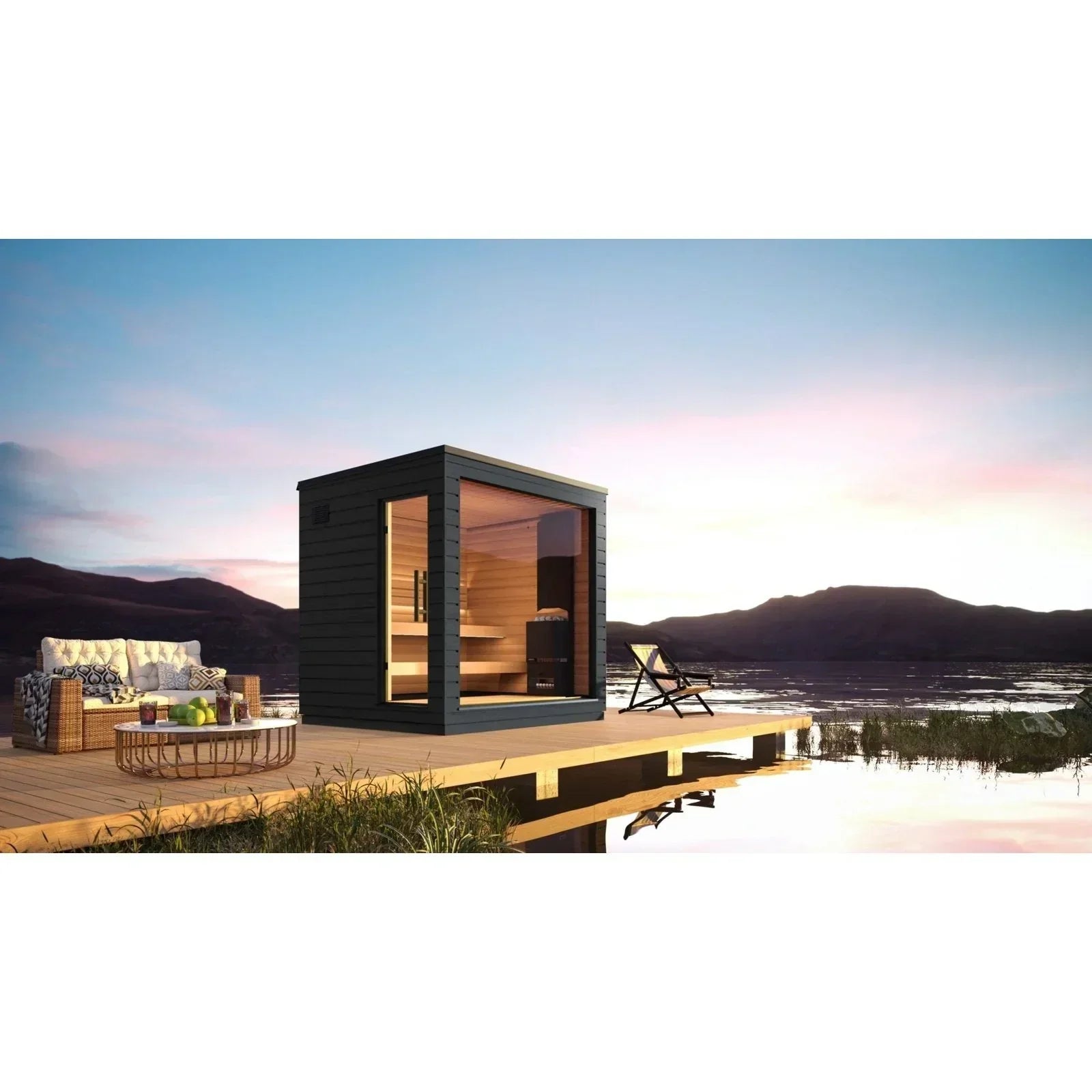 SaunaLife G6 garden sauna cabin fully assembled outdoor spa sauna with luxury alder wood interior and modern glass wall design