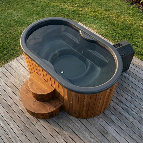 Luxury SaunaLife Model S2B Cold Plunge and Hot Soak Tub for Two People with Professional Contrast Therapy Chiller Heater Unit