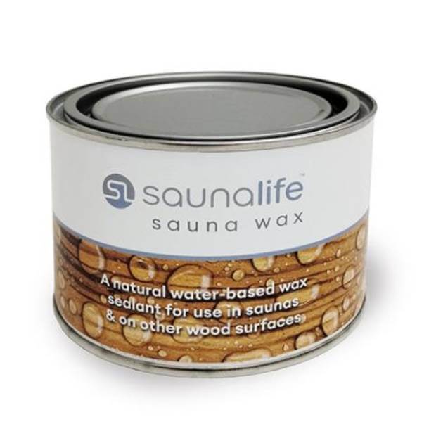 SaunaLife Sauna Wood Wax for sauna wood protection, moisture and heat resistant natural wood finish, non-toxic sauna maintenance wax clear or tinted