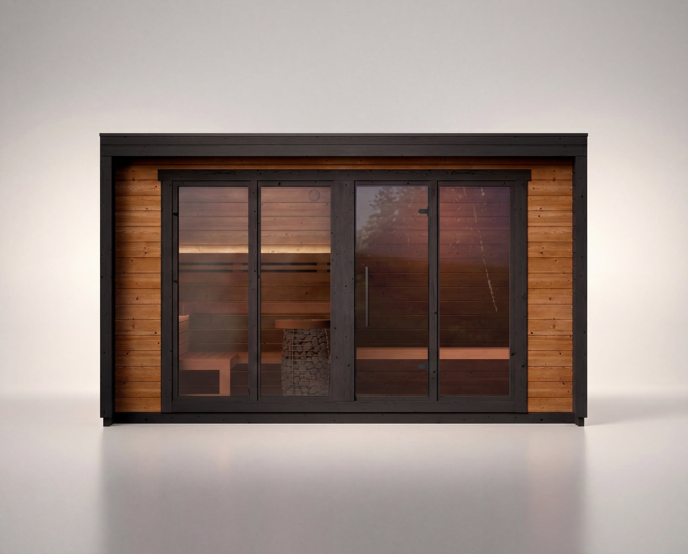 5 Person Outdoor Sauna with Large Changing Room, Leil Patio L ThermoWood Home Sauna for Outdoor Wellness and Relaxation