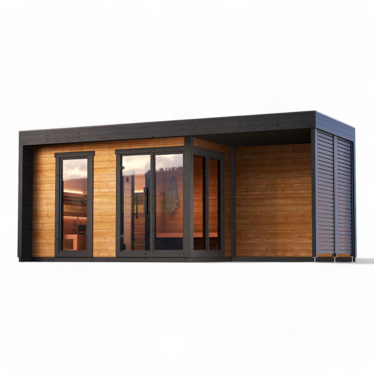Leil Patio L Plus Scandinavian 5 Person Outdoor Sauna Cabin, premium ThermoWood garden sauna kit