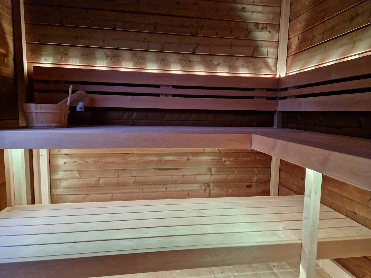 Leil Patio L Plus 5 Person Garden Sauna Kit, outdoor Scandinavian ThermoWood spa sauna