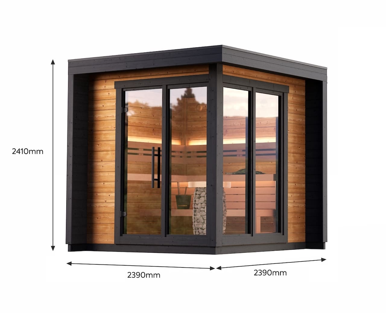 4–5 Person Leil Patio S ThermoWood Sauna, space-saving outdoor patio sauna kit