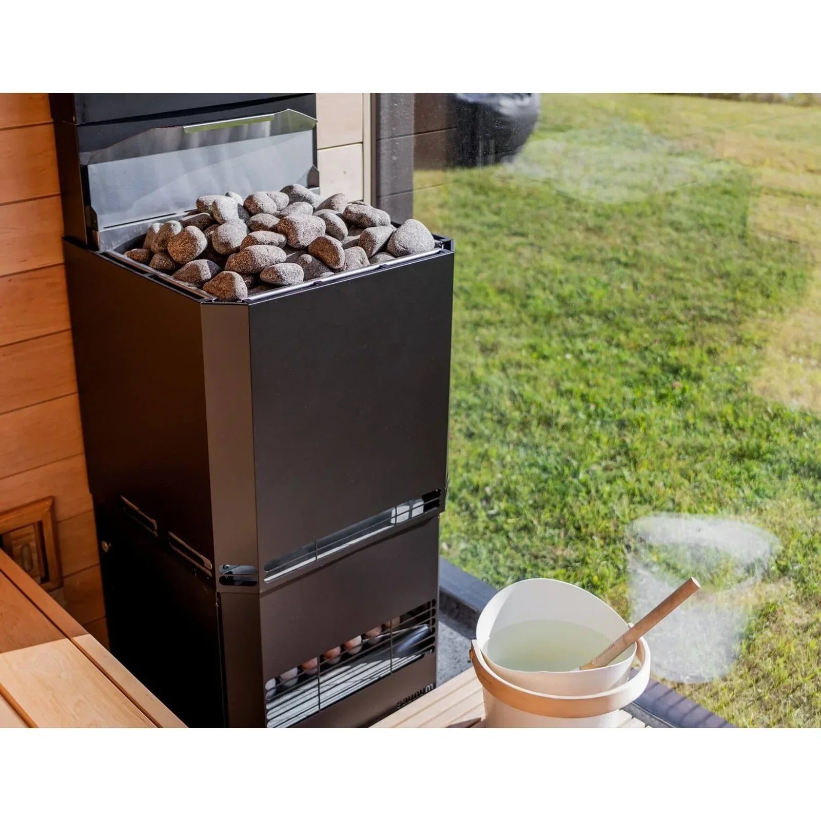 Saunum AIR L 10 9.8kW WiFi Sauna Heater Package with Climate Equalizer & Sauna Stones